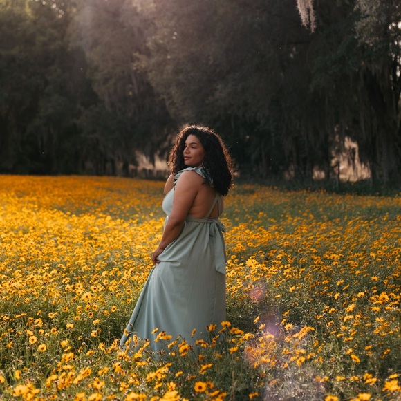 Mitilly (from amazon) a- line sleeveless green dress with tie back - Picture 4 of 4